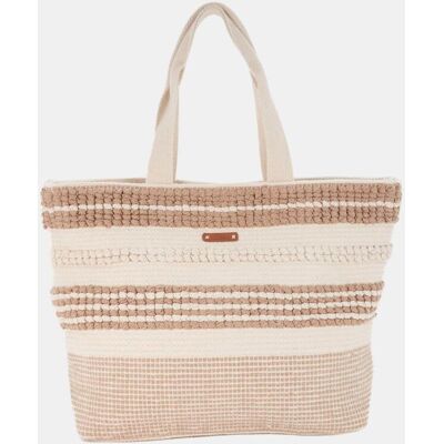 Abbacino Capazo de playa bordado a rayas. Beige mujer Abbacino Capazo de playa bordado a rayas. Beige mujer