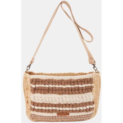 Abbacino Bandolera bordada a rayas. Beige mujer Abbacino Bandolera bordada a rayas. Beige mujer