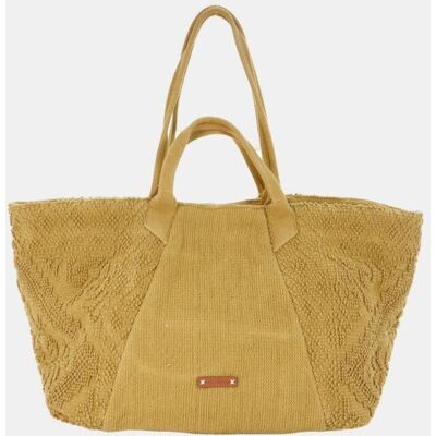 Abbacino Bolsa de playa de algodón bordada. Amarillo mujer Abbacino Bolsa de playa de algodón bordada. Amarillo mujer