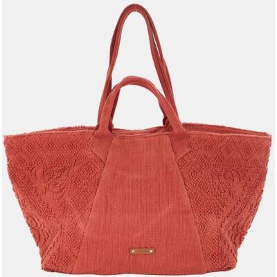 Abbacino Bolsa de playa de algodón bordada. Naranja mujer Abbacino Bolsa de playa de algodón bordada. Naranja mujer