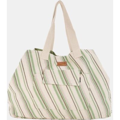 Abbacino Bolsa de playa de algodón a rayas. Verde mujer Abbacino Bolsa de playa de algodón a rayas. Verde mujer