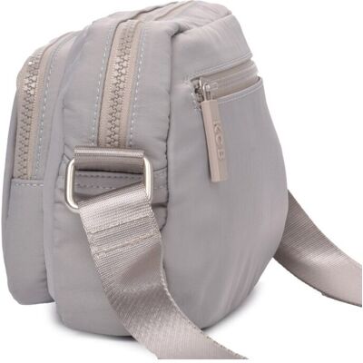 Kcb Bandolera pequeña de mujer con bolsillo frontal. Gris mujer Kcb Bandolera pequeña de mujer con bolsillo frontal. Gris mujer