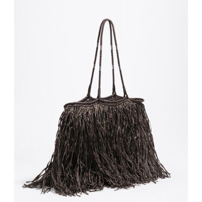 Bimba y Lola Bolso de hombro de mujer shopper grande efecto rafia. Choco mujer Bimba y Lola Bolso de hombro de mujer shopper grande efecto rafia. Choco mujer