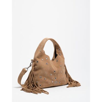 Bimba y Lola Bolso bandolera paper pequeño de serraje natural. Natural mujer Bimba y Lola Bolso bandolera paper pequeño de serraje natural. Natural mujer