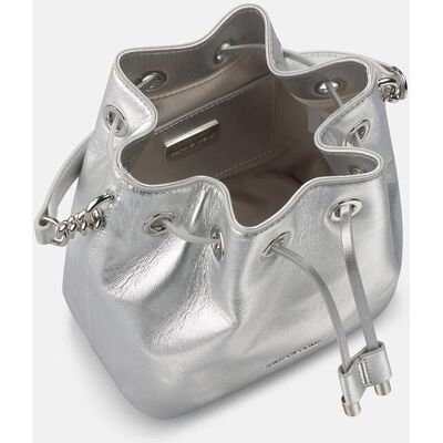 Alma en Pena Bolso de mano estilo bombonera de piel con correa bandolera de cadena. Plata mujer Alma en Pena Bolso de mano estilo bombonera de piel con correa bandolera de cadena. Plata mujer