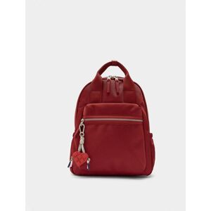 Parfois Mochila de mujer con varios compartimentos y cierre de cremallera con llavero extraíble en liso. Rojo mujer Parfois Mochila de mujer con varios compartimentos y cierre de cremallera con llavero extraíble en liso. Rojo mujer