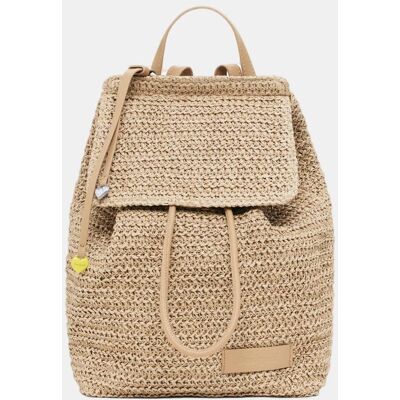Desigual Mochila pequeña rafia charms. Natural mujer Desigual Mochila pequeña rafia charms. Natural mujer