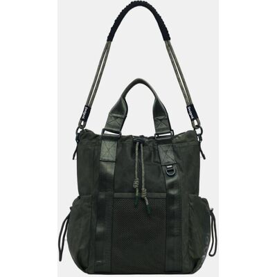 Desigual Mochila mediana multiposición nylon. Kaki mujer Desigual Mochila mediana multiposición nylon. Kaki mujer