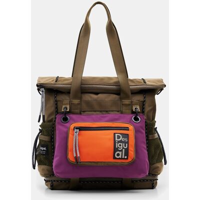 Desigual Mochila Voyager XL multiposición con cremallera. Kaki mujer Desigual Mochila Voyager XL multiposición con cremallera. Kaki mujer