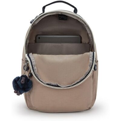 Kipling Mochila de mujer pequeña con cremallera y funda para tablet. Beige mujer Kipling Mochila de mujer pequeña con cremallera y funda para tablet. Beige mujer
