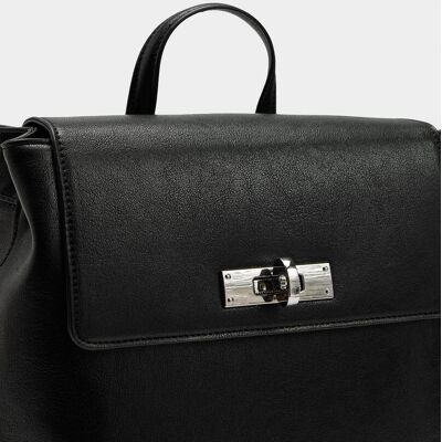 Parfois Mochila de mujer con solapa y cierre de botón en liso. Negro mujer Parfois Mochila de mujer con solapa y cierre de botón en liso. Negro mujer