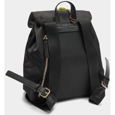 Parfois Mochila de mujer con varios compartimentos y cierre de cordón con detalle de flor. Negro mujer Parfois Mochila de mujer con varios compartimentos y cierre de cordón con detalle de flor. Negro mujer