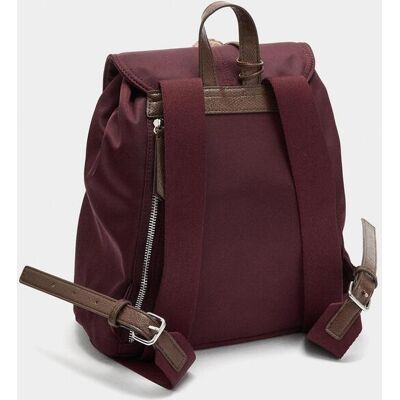 Parfois Mochila de mujer con varios compartimentos y cierre de cordón con detalle de flor. Burdeos mujer Parfois Mochila de mujer con varios compartimentos y cierre de cordón con detalle de flor. Burdeos mujer