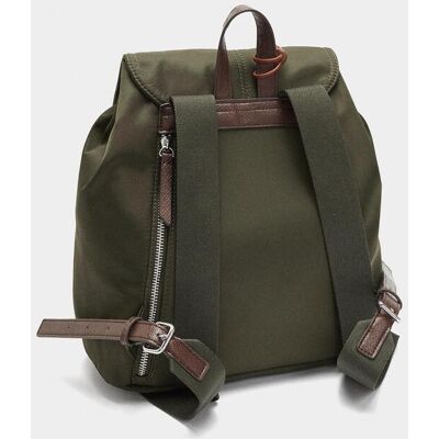 Parfois Mochila de mujer con varios compartimentos y cierre de cordón con detalle de flor. Kaki mujer Parfois Mochila de mujer con varios compartimentos y cierre de cordón con detalle de flor. Kaki mujer