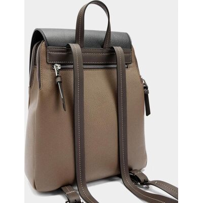 Parfois Mochila de mujer con solapa y cierre de cremallera en liso. Negro / Gris mujer Parfois Mochila de mujer con solapa y cierre de cremallera en liso. Negro / Gris mujer