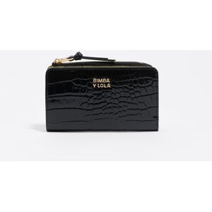 Bimba y Lola Cartera de mujer textura brillo negro. Negro mujer Bimba y Lola Cartera de mujer textura brillo negro. Negro mujer