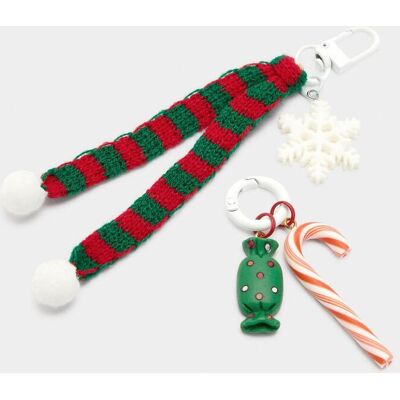 Parfois Llavero con charm de oso de navidad. Rojo / Blanco mujer Parfois Llavero con charm de oso de navidad. Rojo / Blanco mujer