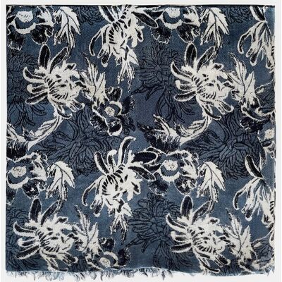 Abbacino Pañuelo de lana con estampado floral. Azul / Blanco mujer Abbacino Pañuelo de lana con estampado floral. Azul / Blanco mujer