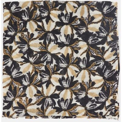 Abbacino Pañuelo de lana con estampado floral. Negro / Naranja mujer Abbacino Pañuelo de lana con estampado floral. Negro / Naranja mujer