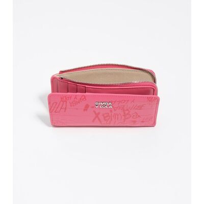 Bimba y Lola Cartera de mujer compacta textura brillo print. Rosa mujer Bimba y Lola Cartera de mujer compacta textura brillo print. Rosa mujer