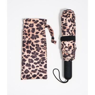 Bimba y Lola Paraguas automático estampado leopardo. Natural mujer Bimba y Lola Paraguas automático estampado leopardo. Natural mujer