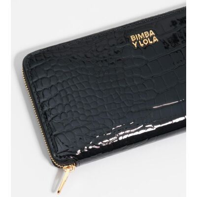 Bimba y Lola Billetera blanda grabado cocodrilo. (Única) Negro mujer Bimba y Lola Billetera blanda grabado cocodrilo. (Única) Negro mujer