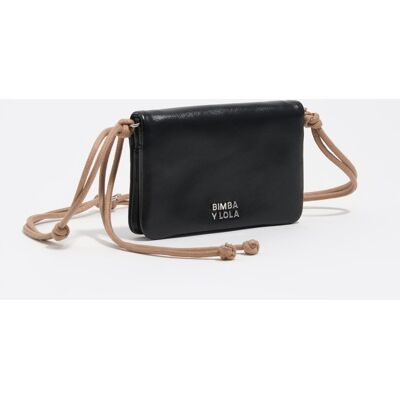 Bimba y Lola Cartera de mujer solapa pequeña piel. Negro mujer Bimba y Lola Cartera de mujer solapa pequeña piel. Negro mujer