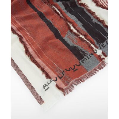 Adolfo Dominguez Fular de mujer tipo chal con jacquard de rayas. Rojo mujer Adolfo Dominguez Fular de mujer tipo chal con jacquard de rayas. Rojo mujer