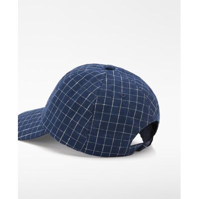 Adolfo Dominguez Gorra de mujer de cuadros en lino. Azul marino mujer Adolfo Dominguez Gorra de mujer de cuadros en lino. Azul marino mujer