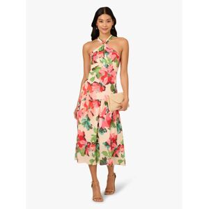 Adrianna Papell Vestido midi floral con cuello halter. (44) Beige/Rosa mujer Adrianna Papell Vestido midi floral con cuello halter. (44) Beige/Rosa mujer