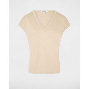 Morgan Camiseta de mujer de manga corta con escote en V. (40) Beige mujer Morgan Camiseta de mujer de manga corta con escote en V. (40) Beige mujer