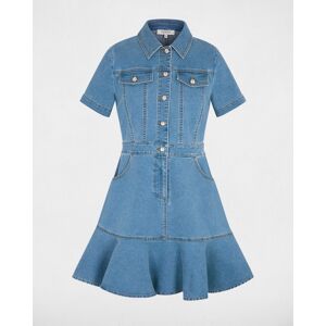 Morgan Vestido corto de tela vaquera con manga corta. (36) Azul denim mujer Morgan Vestido corto de tela vaquera con manga corta. (36) Azul denim mujer