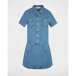 Morgan Vestido corto de recto en tela vaquera con manga corta. (36) Azul denim mujer Morgan Vestido corto de recto en tela vaquera con manga corta. (36) Azul denim mujer