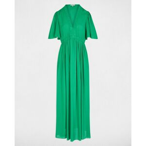 Morgan Vestido largo con escote pico y manga corta. (40) Verde mujer Morgan Vestido largo con escote pico y manga corta. (40) Verde mujer
