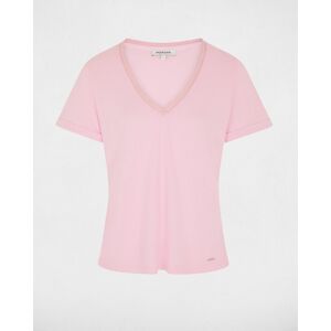 Morgan Camiseta de mujer con escote pico con pedrería. (38) Rosa claro mujer Morgan Camiseta de mujer con escote pico con pedrería. (38) Rosa claro mujer