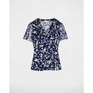 Morgan Blusa de mujer de gasa con escote pico. (M) Azul marino mujer Morgan Blusa de mujer de gasa con escote pico. (M) Azul marino mujer
