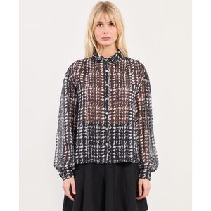 Lili Sidonio Camisa de mujer de manga larga estampado cuadros. (38) Negro / Blanco mujer Lili Sidonio Camisa de mujer de manga larga estampado cuadros. (38) Negro / Blanco mujer