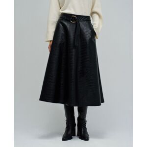 Salsa Jeans Falda midi de mujer effecto piel con cinturón. (38) Negro mujer Salsa Jeans Falda midi de mujer effecto piel con cinturón. (38) Negro mujer