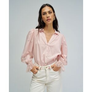 Salsa Jeans Camisa con encaje de mujer de manga larga abullonada. (34) Rosa claro mujer Salsa Jeans Camisa con encaje de mujer de manga larga abullonada. (34) Rosa claro mujer