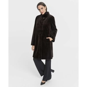 De la Roca Abrigo de pelo de mujer largo de visón rasado con botón superior. (44) Marrón oscuro mujer De la Roca Abrigo de pelo de mujer largo de visón rasado con botón superior. (44) Marrón oscuro mujer