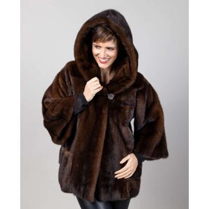 De la Roca Abrigo de mujer con capucha con pelo de visón y manga acampanada. (38) Marrón oscuro mujer De la Roca Abrigo de mujer con capucha con pelo de visón y manga acampanada. (38) Marrón oscuro mujer