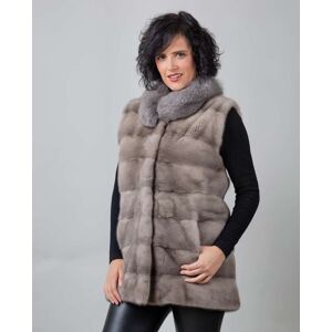 De la Roca Chaleco de pelo de mujer de visón con cuello de zorro. (38) Plata mujer De la Roca Chaleco de pelo de mujer de visón con cuello de zorro. (38) Plata mujer