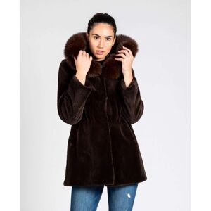 De la Roca Abrigo de pelo de mujer de visón rasado con capucha de zorro. (44) Marrón oscuro mujer De la Roca Abrigo de pelo de mujer de visón rasado con capucha de zorro. (44) Marrón oscuro mujer