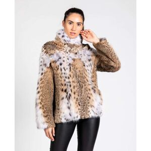 De la Roca Chaqueta de pelo de mujer de gato lince con cierre de cremallera. (42) Marrón / Blanco roto mujer De la Roca Chaqueta de pelo de mujer de gato lince con cierre de cremallera. (42) Marrón / Blanco roto mujer