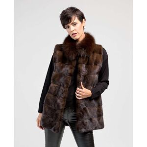 De la Roca Chaleco de pelo de mujer de visón con cuello de zorro. (40) Marrón oscuro mujer De la Roca Chaleco de pelo de mujer de visón con cuello de zorro. (40) Marrón oscuro mujer