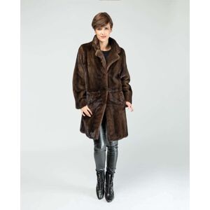 De la Roca Abrigo de pelo de mujer de visón con cuello solapa y trabilla trasera. (42) Marrón oscuro mujer De la Roca Abrigo de pelo de mujer de visón con cuello solapa y trabilla trasera. (42) Marrón oscuro mujer
