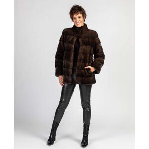 De la Roca Abrigo de pelo de mujer corto de visón con cuello levantado. (44) Marrón oscuro mujer De la Roca Abrigo de pelo de mujer corto de visón con cuello levantado. (44) Marrón oscuro mujer