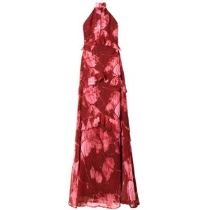The-Are Vestido midi con escote halter y volantes. (34) Rojo mujer The-Are Vestido midi con escote halter y volantes. (34) Rojo mujer