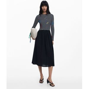 Desigual Vestido combinado rayas. (42) Negro / Blanco mujer Desigual Vestido combinado rayas. (42) Negro / Blanco mujer