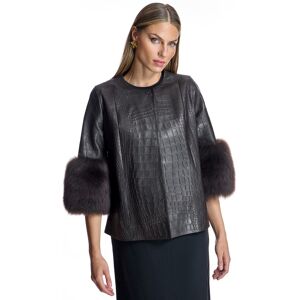 Maximilian Cazadora de mujer de piel con mangas francesas de cordero. (42) Marrón oscuro mujer Maximilian Cazadora de mujer de piel con mangas francesas de cordero. (42) Marrón oscuro mujer